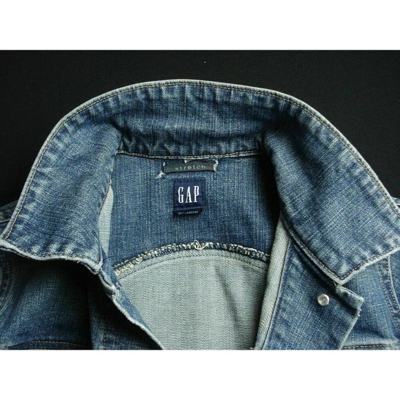 Size S GAP Stretch Denim Trucker Jean Jacket Blue Vintage - Picture 4 of 6
